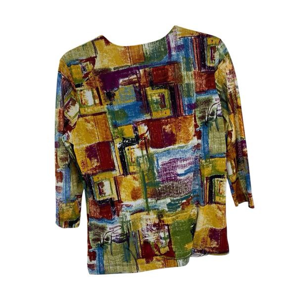 Chicos 2 Nylon Mesh Colorful Top size Large Sheer Long Sleeves Stretch Pullover - Picture 3 of 7